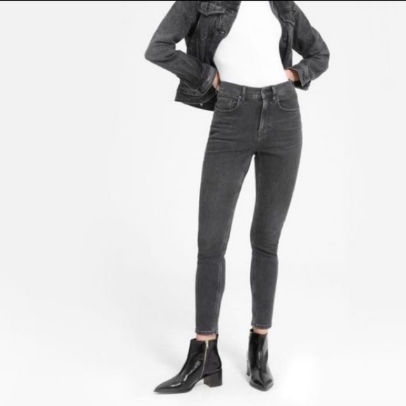 Everlane Mid Rise Skinny Ankle Washed Black Denim Jeans - Picture 2 of 8